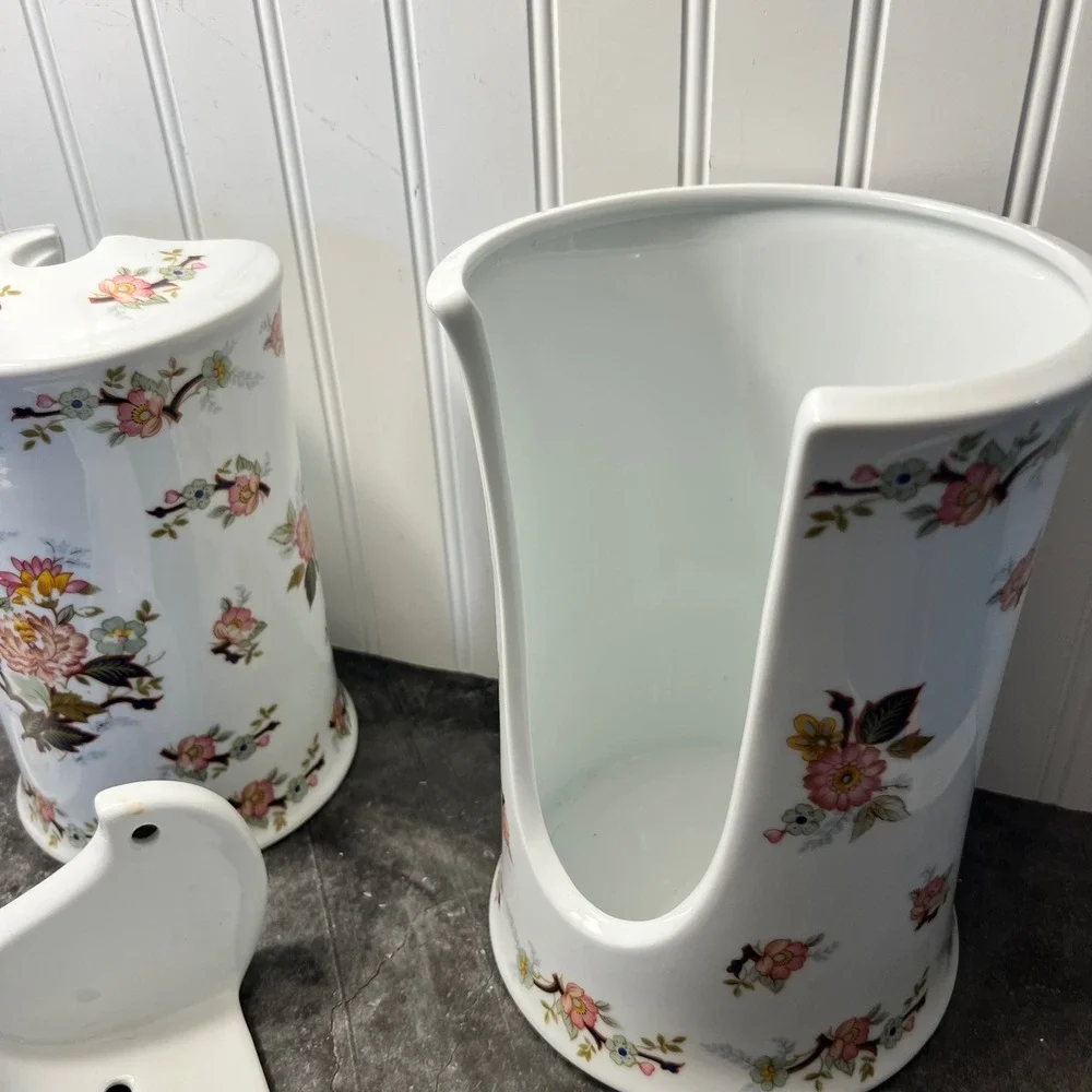 Vintage Porcelain Transferware Floral Bathroom Set | *SEE NOTE | Cottage